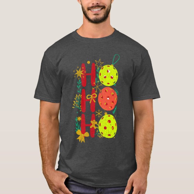 Camiseta Navidades de Ho Ho Ho Pickleball Retro (Anverso)