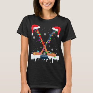 Camiseta Navidades de hockey Santa Hat iluminan divertidas