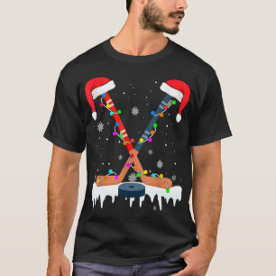 Camiseta Navidades de hockey Santa Hat iluminan divertidas