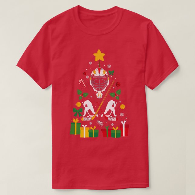 Camiseta Navidades de hockey sobre hielo regalan divertidís (Diseño del anverso)