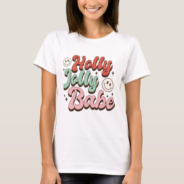 Camiseta Navidades de Holly Jolly Babe Groovy (Anverso)