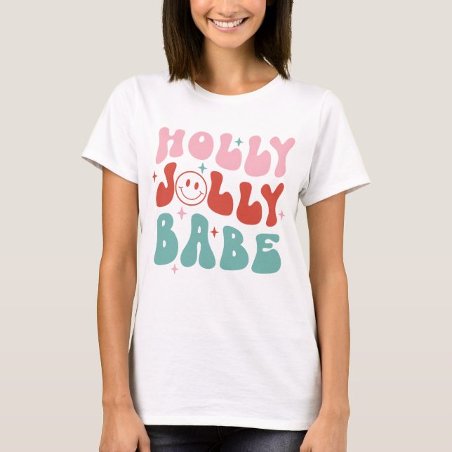 Camiseta Navidades de Holly Jolly Babe Retro (Anverso)