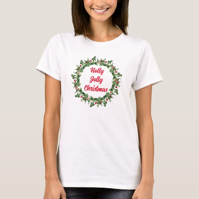 Camiseta Navidades de Holly Red Berry Jolly (Anverso)