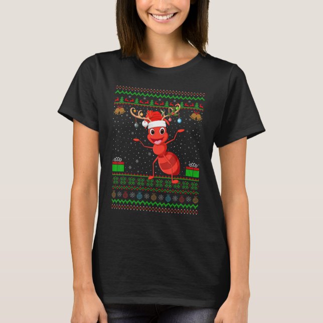 Camiseta Navidades de hormigas feas de hormigas de Santa Ha (Anverso)