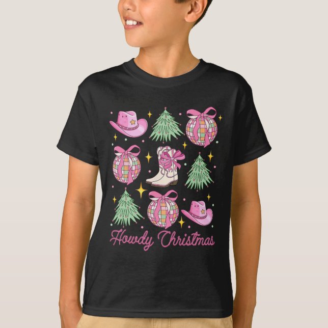 Camiseta Navidades de Howad Pink Coquette Bow Xmas Tree Wes (Anverso)