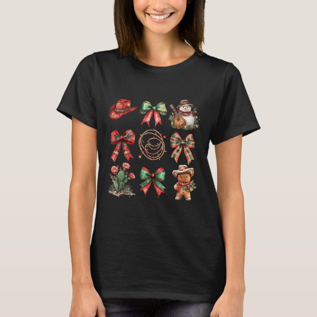 Camiseta Navidades de Howdy Coquette Bow Snowman Gingerbrea (Anverso)