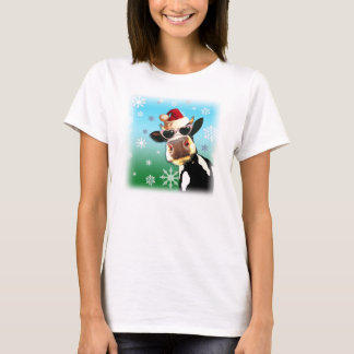 Camiseta Navidades de humor Cow Santa Hat