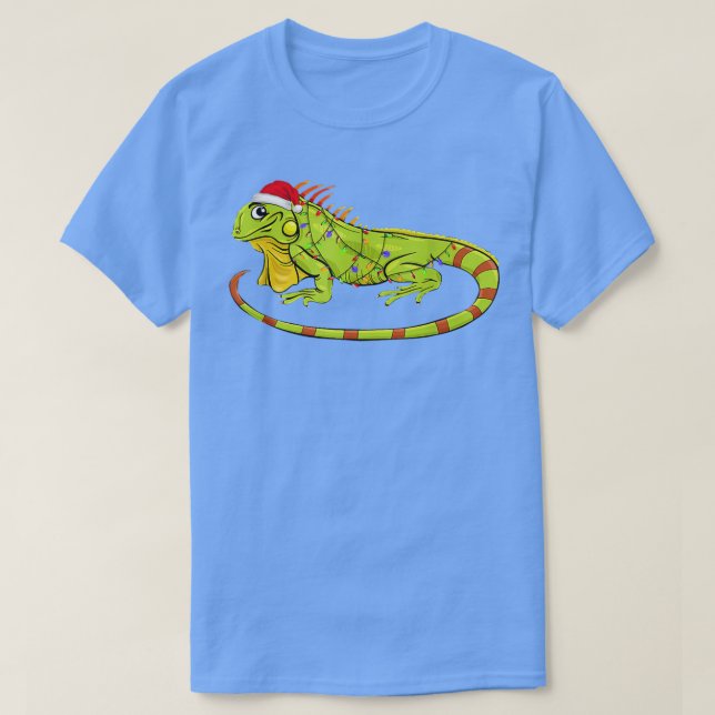 Camiseta Navidades de Iguana iluminan divertidos animales d (Diseño del anverso)
