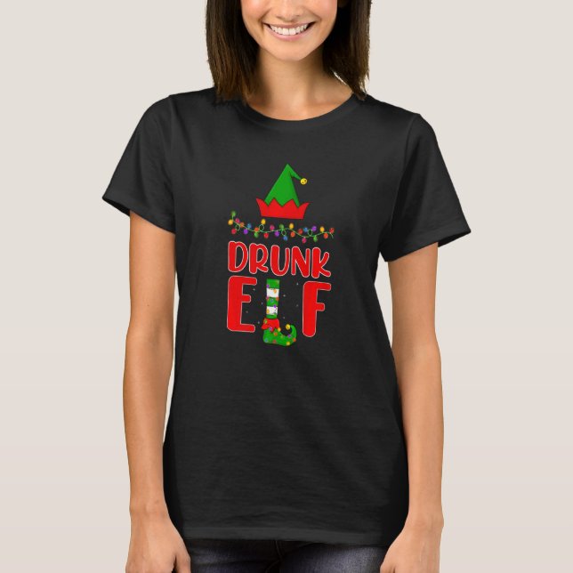 Camiseta Navidades de iluminación de familia Drunk Elf Matc (Anverso)