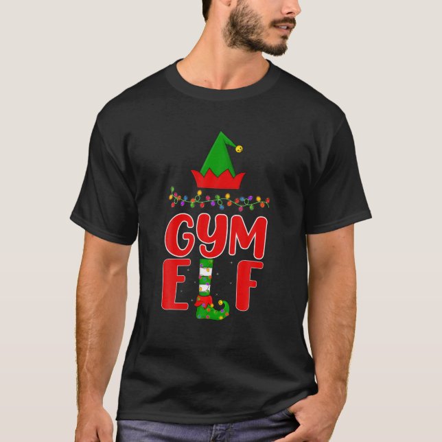 Camiseta Navidades de iluminación familiar Gym Elf (Anverso)
