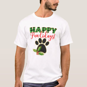 Camiseta Navidades de impresión Green Buffalo Plaid Paw