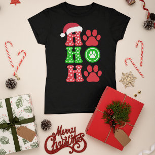 Camiseta Navidades de impresión Ho Ho Ho Paw