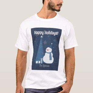 Camiseta Navidades de invierno blancos dan ideas azul vinta