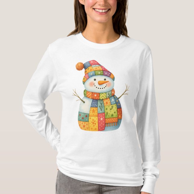 Camiseta Navidades de invierno coloridos de Snowman (Anverso)