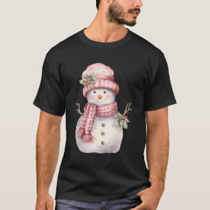 Camiseta Navidades de invierno de Snowman Carrot Nose Pink