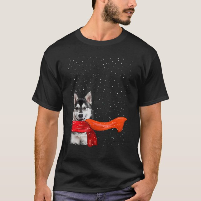 Camiseta Navidades de invierno Husky Dog Mascota Perro suét (Anverso)