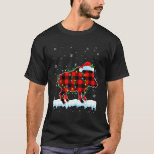 Camiseta Navidades de jabalí Santa Hat Cute Animales Luces 