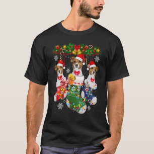 Camiseta Navidades de Jack Russell Socks Tree Light Xmas Sa