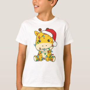 Camiseta Navidades de jirafa en invierno animan jirafas