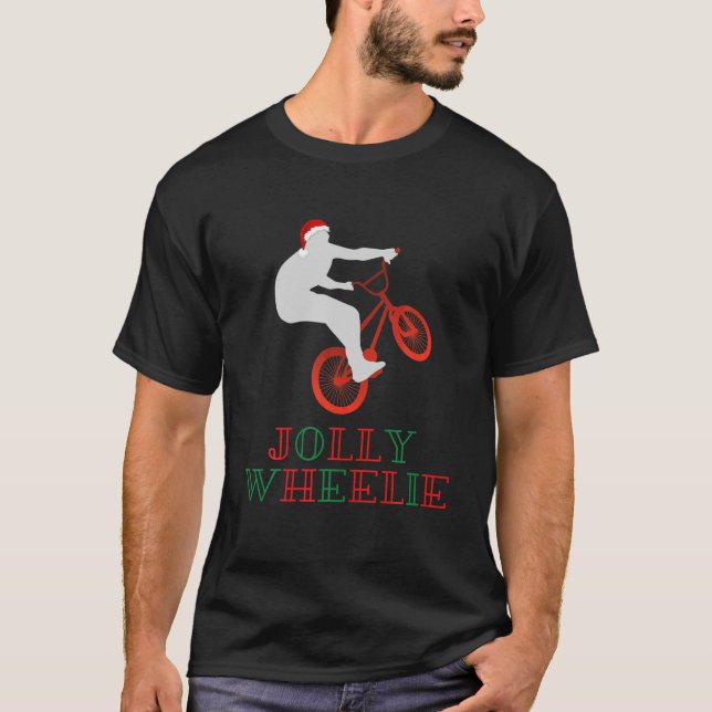 Camiseta Navidades de Jolly Wheelie BMX en bicicleta temáti (Anverso)