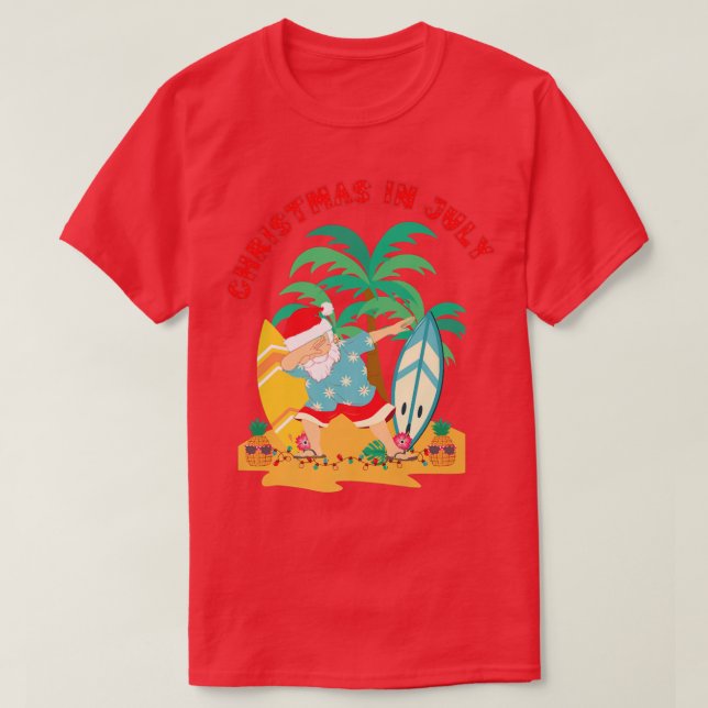 Camiseta Navidades de julio Dabbing Santa Tropical Beach Su (Diseño del anverso)