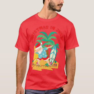 Camiseta Navidades de julio Dabbing Santa Tropical Beach Su