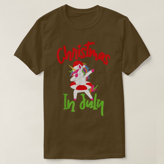 Camiseta Navidades de julio en Santa Hawái Dabbing Unicorn (Diseño del anverso)