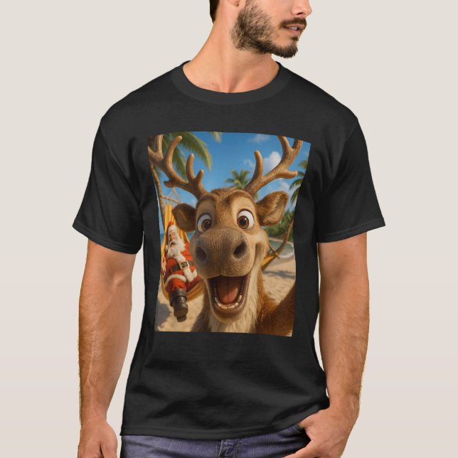 Camiseta Navidades de julio Selfie niños de renos de Santa  (Anverso)