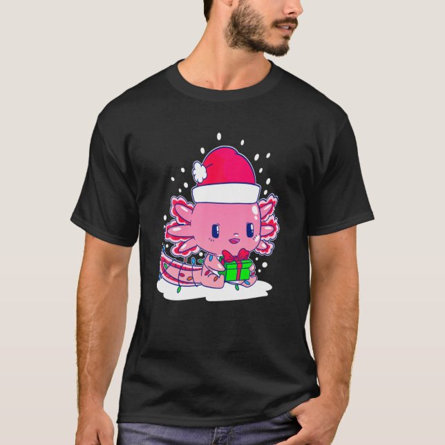 Camiseta Navidades De Kawaii Axolotl En Santa Hat Con Chris (Anverso)