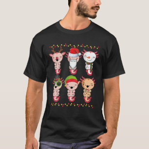 Camiseta Navidades de Kawaii Axolotl Pajama Santa Elf Niño