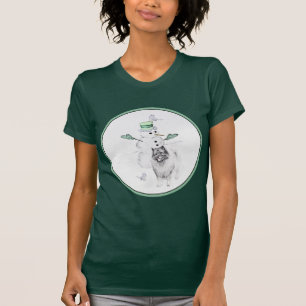Camiseta Navidades de Keeshond Snowman pinta arte de perro