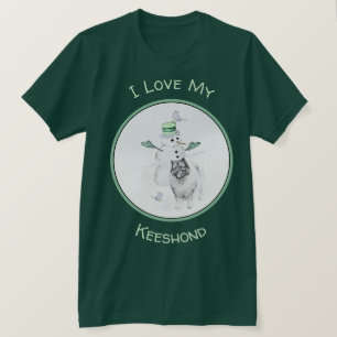 Camiseta Navidades de Keeshond Snowman pinta arte de perro
