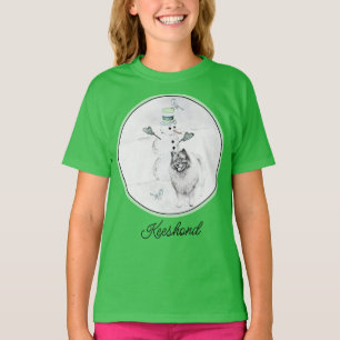 Camiseta Navidades de Keeshond Snowman pinta arte de perro