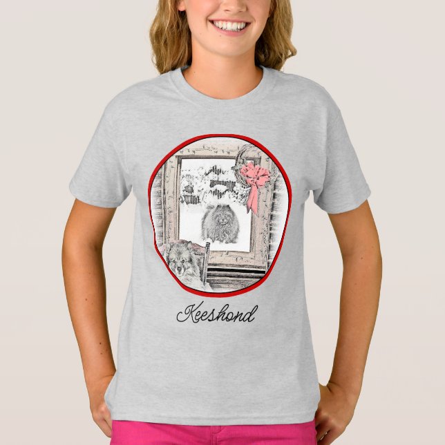 Camiseta Navidades de Keeshond Ventana de Invierno Pintura  (Anverso)