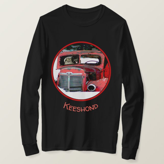 Camiseta Navidades de Keeshond Viejo Camión Pintando Arte D (Anverso del diseño)