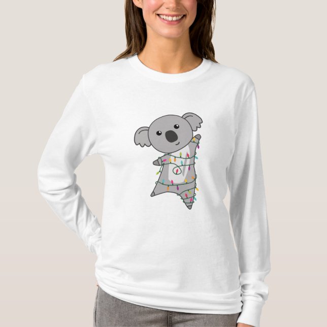 Camiseta Navidades de Koala Luces de Hada Animales Cuidados (Anverso)