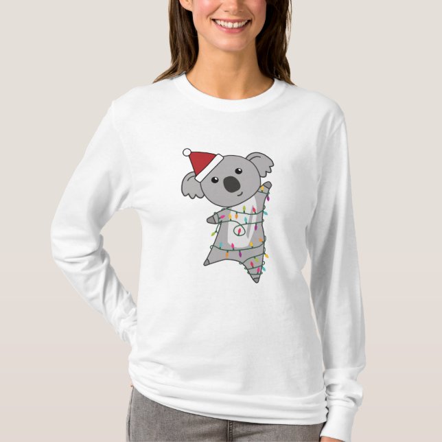 Camiseta Navidades de Koala Luces de Hada Animales Cuidados (Anverso)