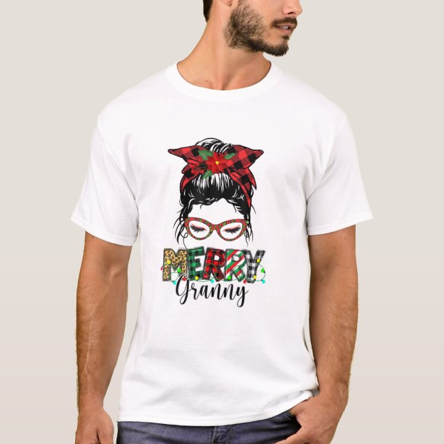 Camiseta Navidades de la abuela de los cerezos Messy Bun Pl (Anverso)