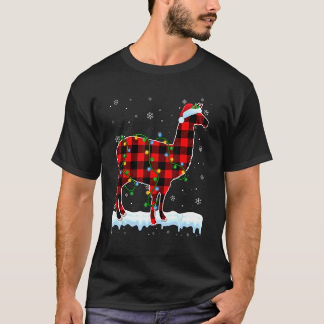 Camiseta Navidades de la Alpaca Santa Hat Cute Animales Xma (Anverso)