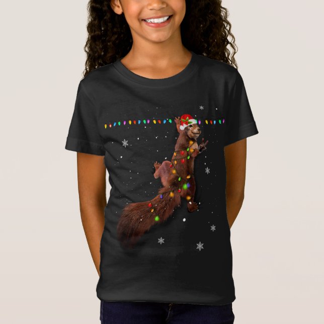 Camiseta Navidades de la ardilla de Santa Clara iluminan di (Anverso)