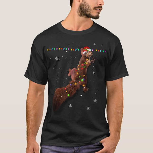Camiseta Navidades de la ardilla de Santa Clara iluminan di (Anverso)