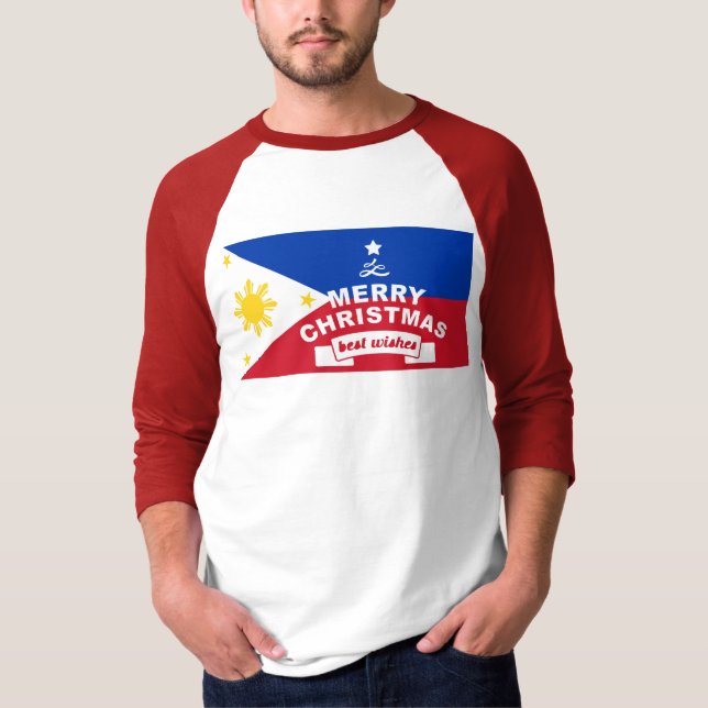 Camiseta Navidades de la bandera filipina: Feliz Navidad y  (Anverso)