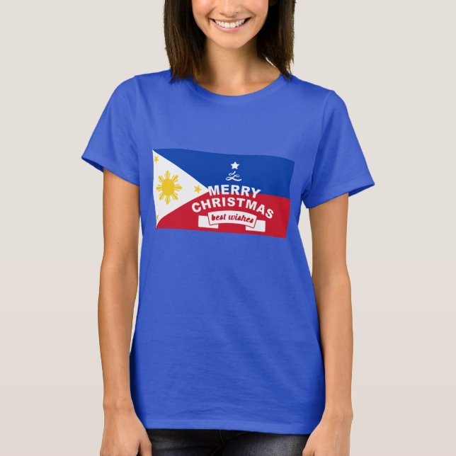 Camiseta Navidades de la bandera filipina: Feliz Navidad y  (Anverso)