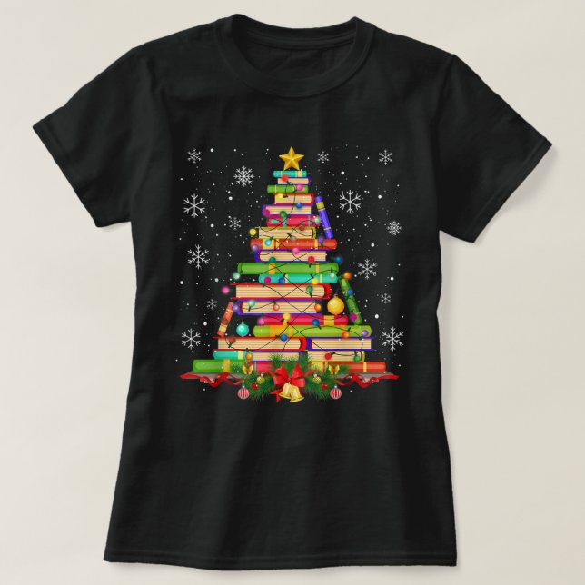Camiseta Navidades de la Biblioteca de Árboles de Navidad i (Diseño del anverso)