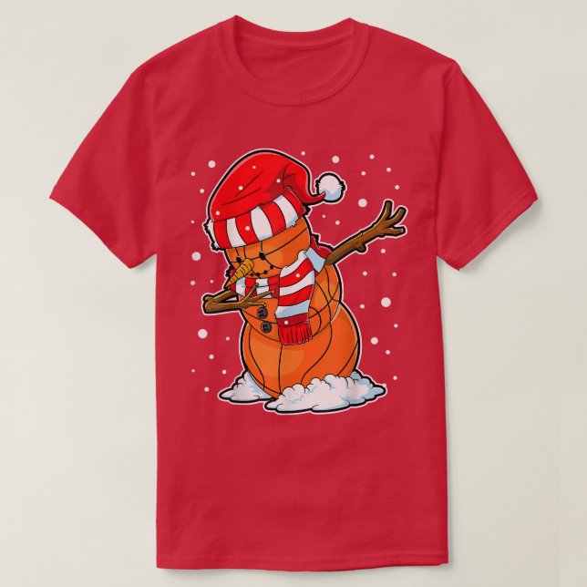 Camiseta Navidades de la bola de básquetbol de Snowman Sant (Diseño del anverso)