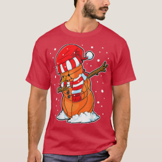 Camiseta Navidades de la bola de básquetbol de Snowman Sant