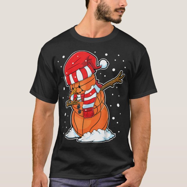 Camiseta Navidades de la bola de básquetbol de Snowman Sant (Anverso)