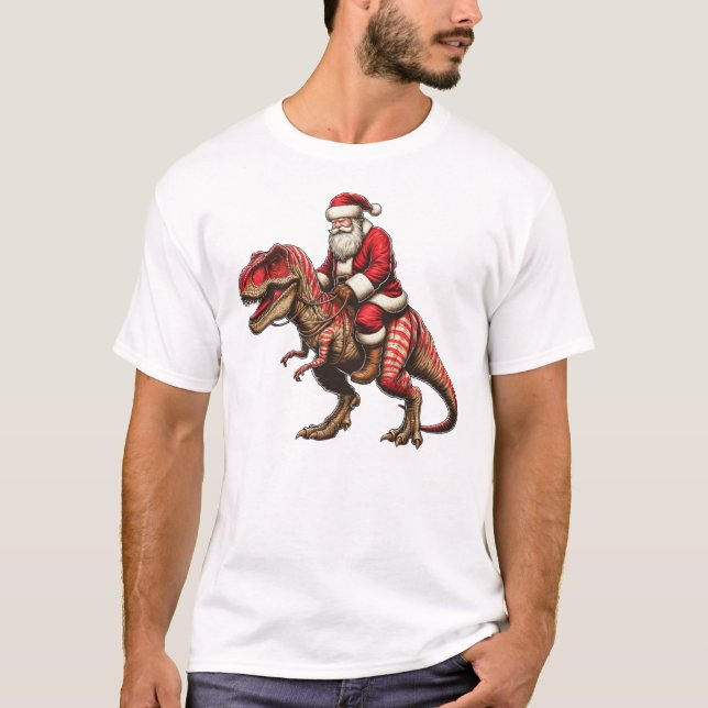 Camiseta Navidades de la carrera T-rex de Santa (Anverso)