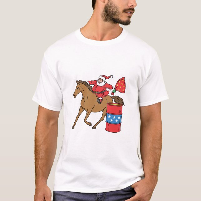 Camiseta Navidades de la Carreras del barril en el caballo  (Anverso)