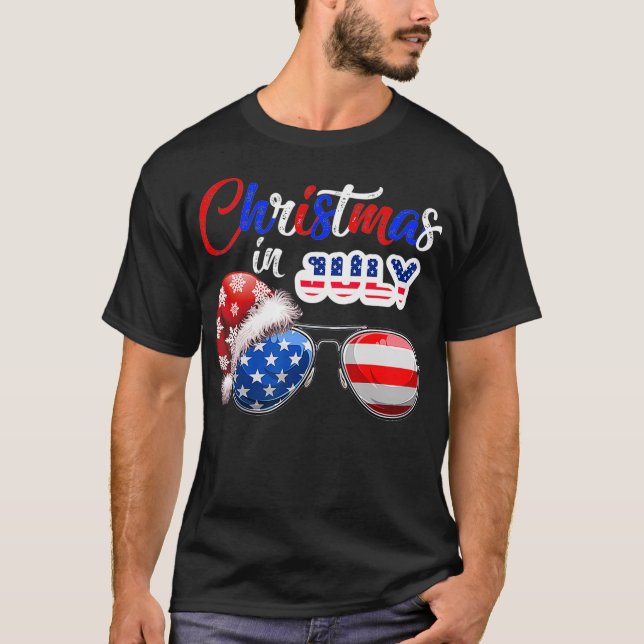 Camiseta Navidades de la celebración en julio Sombrero de S (Anverso)